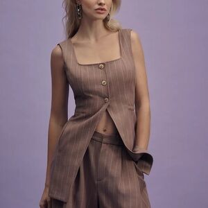 Anthropologie Long-Line Cutaway Vest